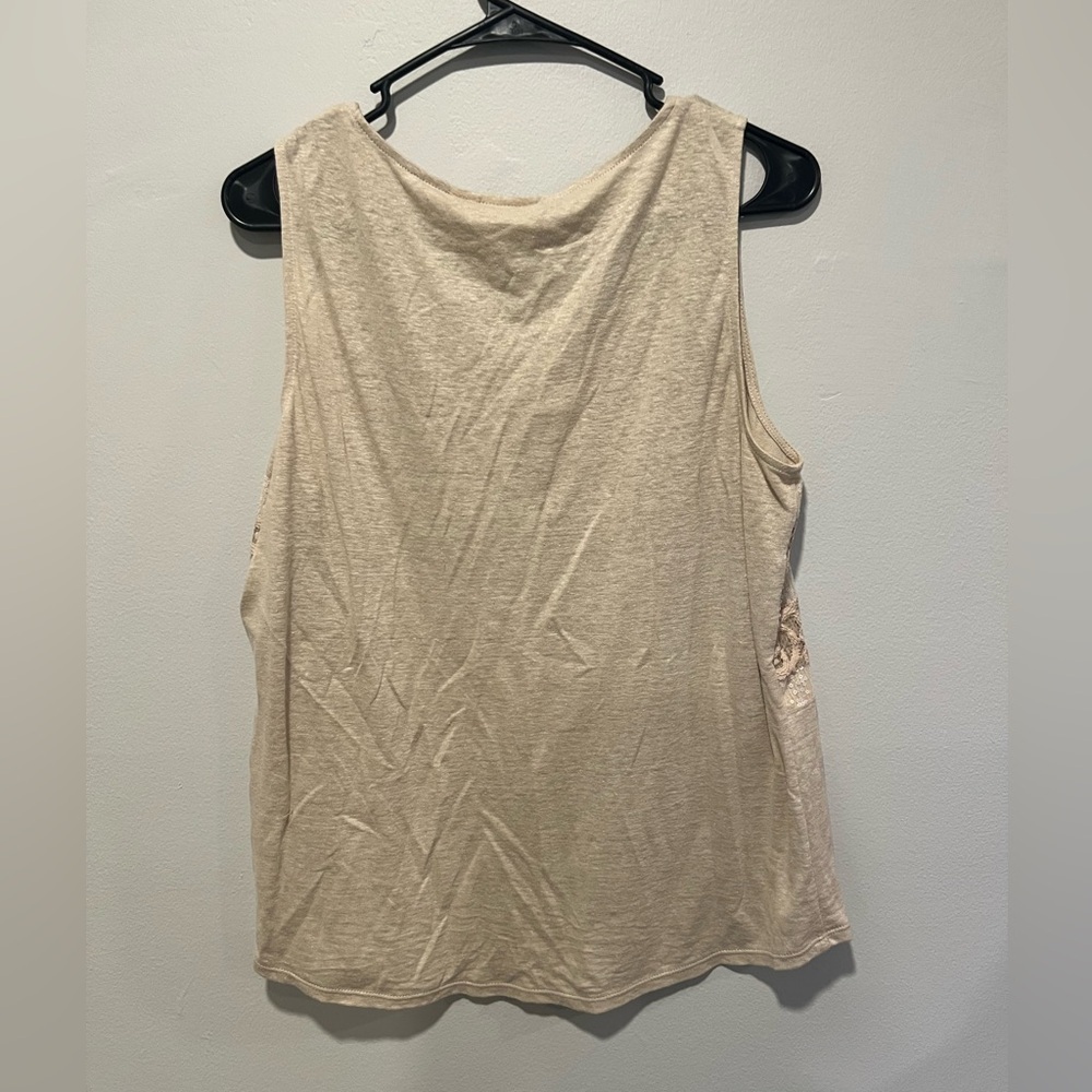 Chico’s Size 1 Lace Sequin Tank Top Beige Sleeveless Blouse - Picture 3 of 3